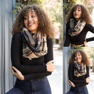 Plaid Frayed Edge Infinity Scarf